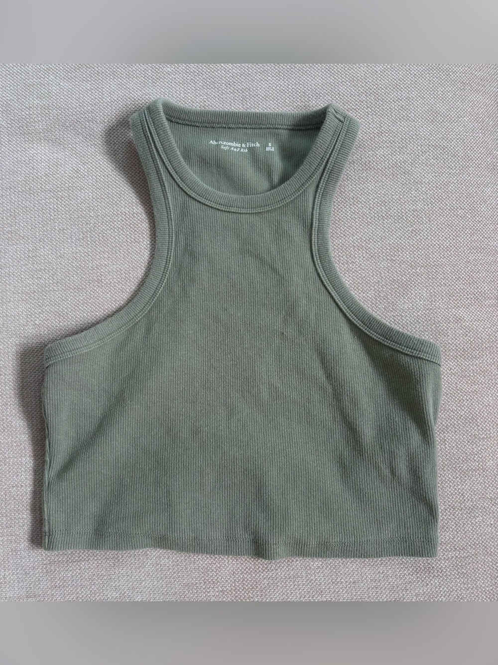 Abercrombie & Fitch Green Ribbed Racerback Crop Tank Top